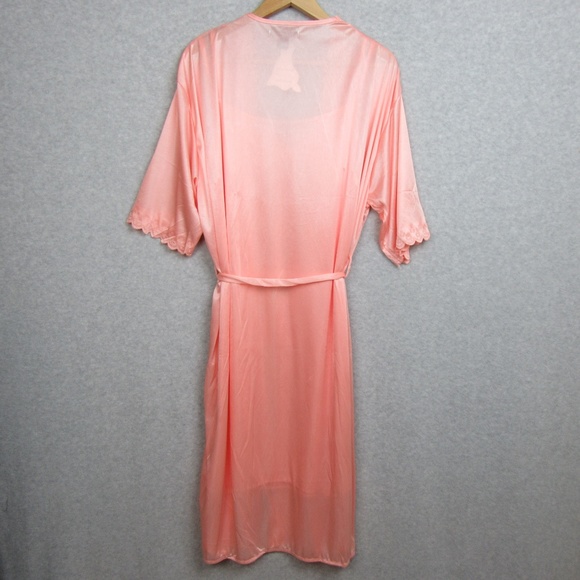 Two Piece Chamise and Robe / Night Gown Set Pink - Picture 4 of 6